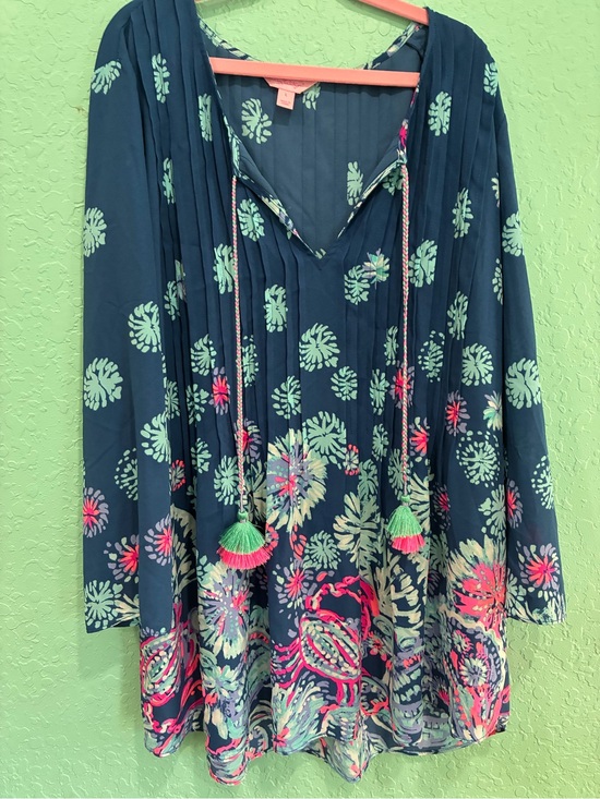 Lilly Pulitzer Tops - Lilly Pulitzer Tassel Tunic Top L fireworks boho women’s casual